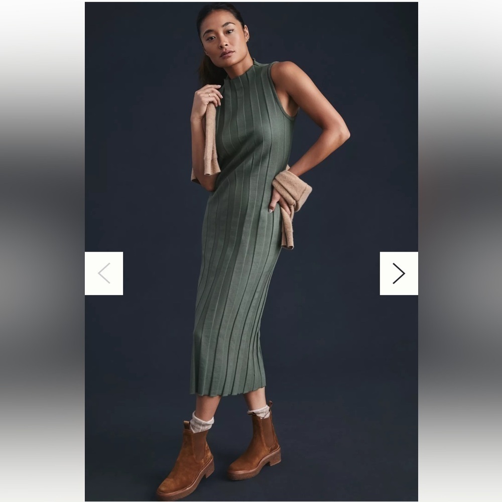 Stateside Olive Ribbed Midi Bodycon Dress